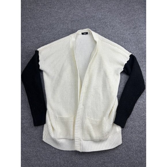 BDG Cardigan Sweater Womens Small White Black Open Front Colorblock Knit USA - Picture 1 of 7